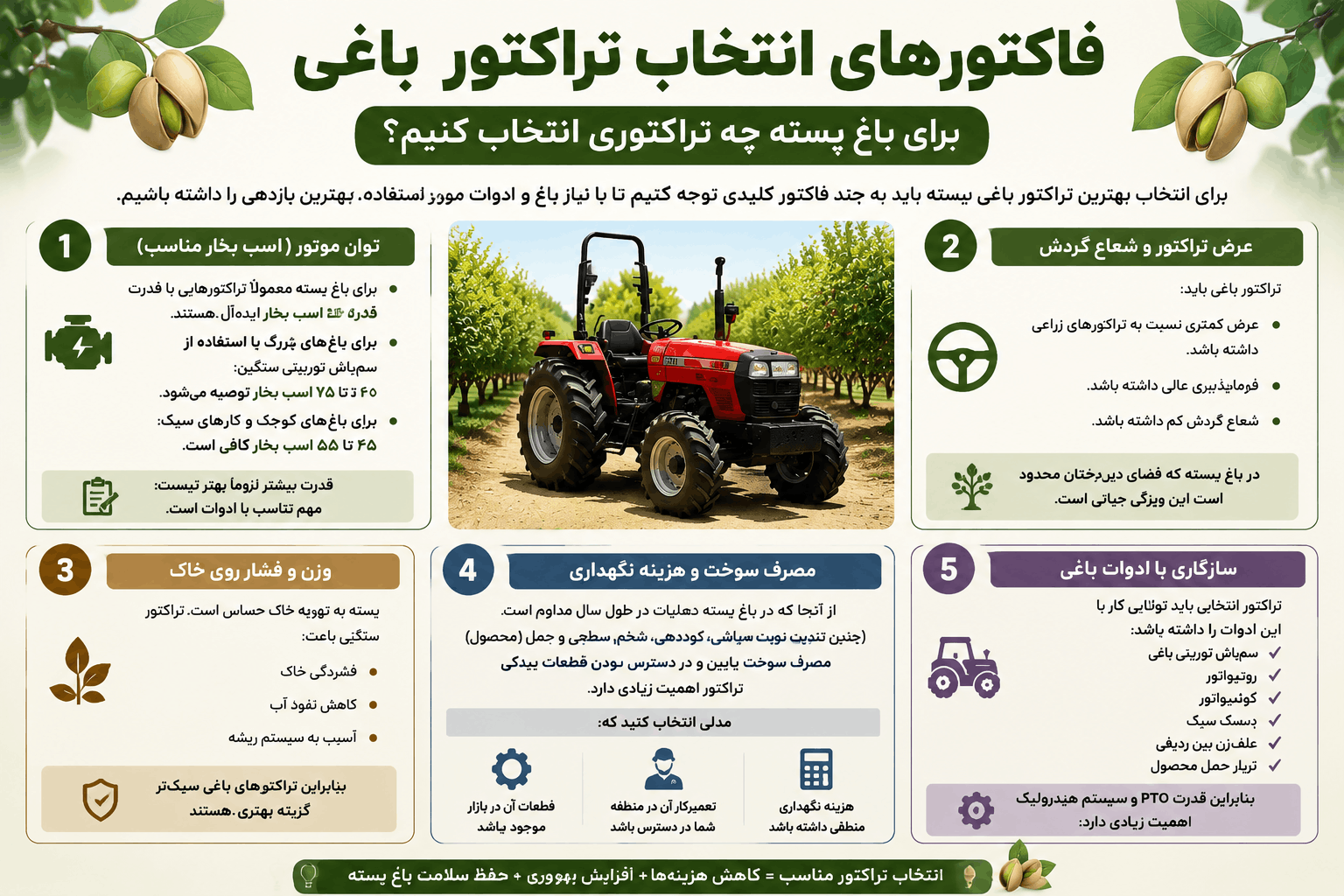 بهترین فاکتور برای انتخاب تراکتور مناسب باغ پسته